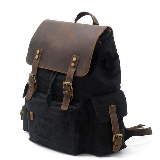 Arven | Vintage-Wanderrucksack aus gewachstem Canvas und Leder
