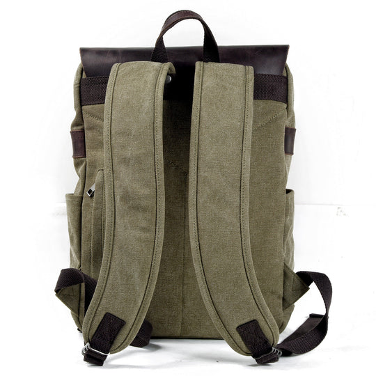 Sorelle | Vintage-Laptop-Rucksack aus gewachstem Canvas und Leder