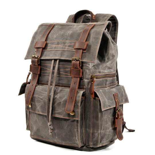 Kaelen | Vintage-Rucksack aus gewachstem Canvas & Leder