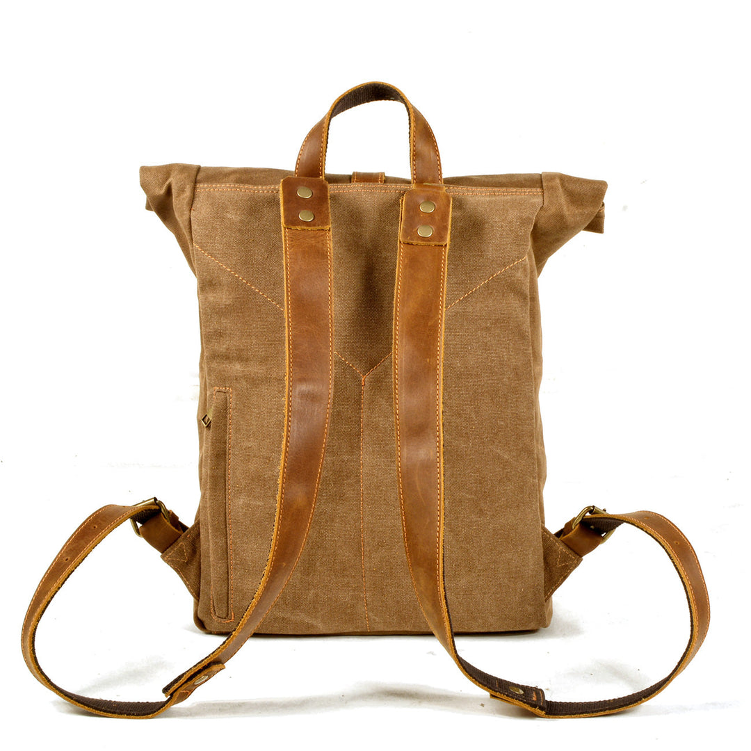 Halden | Vintage Rolltop-Rucksack aus gewachstem Canvas und Leder