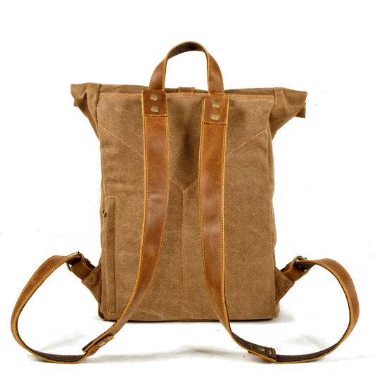 Halden | Vintage Rolltop-Rucksack aus gewachstem Canvas und Leder
