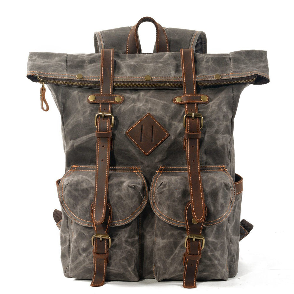 Elric | Vintage-Rucksack aus gewachstem Canvas und Leder