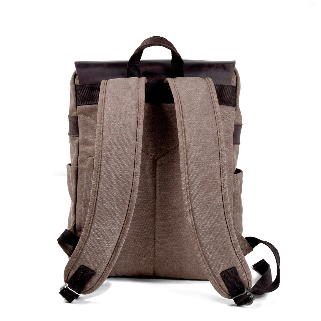 Sorelle | Vintage-Laptop-Rucksack aus gewachstem Canvas und Leder