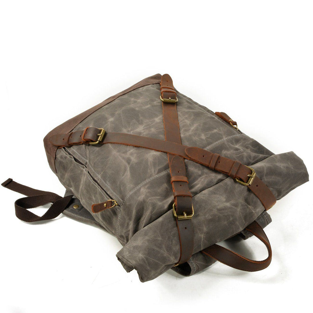 Lennox | Robuster Rolltop-Rucksack aus Canvas und Leder