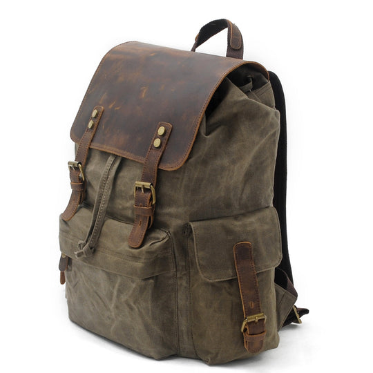 Arven | Vintage-Wanderrucksack aus gewachstem Canvas und Leder