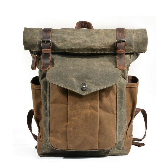 Eira | Vintage-Rucksack aus gewachstem Canvas mit Rollverschluss