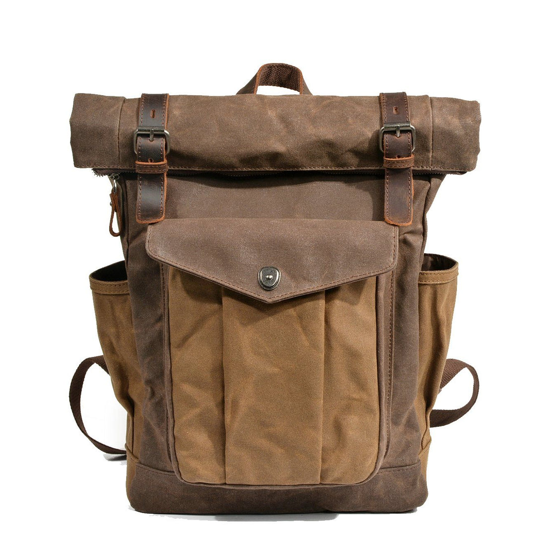 Eira | Vintage-Rucksack aus gewachstem Canvas mit Rollverschluss