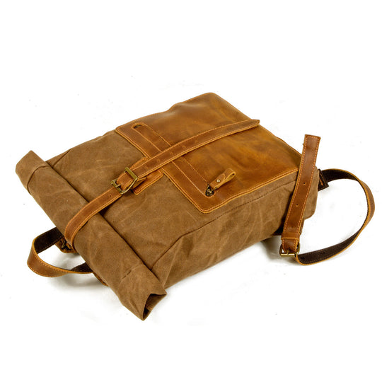 Halden | Vintage Rolltop-Rucksack aus gewachstem Canvas und Leder