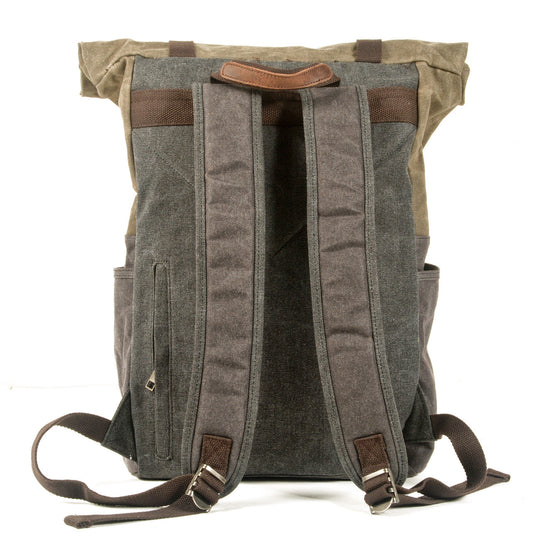 Aelric | Vintage Rolltop-Rucksack aus gewachstem Canvas und Leder