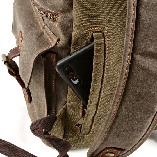 Kaelen | Vintage-Rucksack aus gewachstem Canvas & Leder
