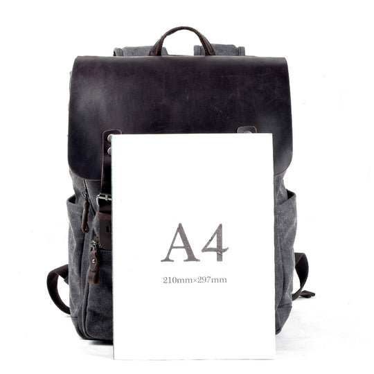 Sorelle | Vintage-Laptop-Rucksack aus gewachstem Canvas und Leder