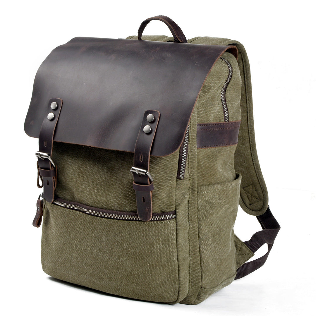 Sorelle | Vintage-Laptop-Rucksack aus gewachstem Canvas und Leder