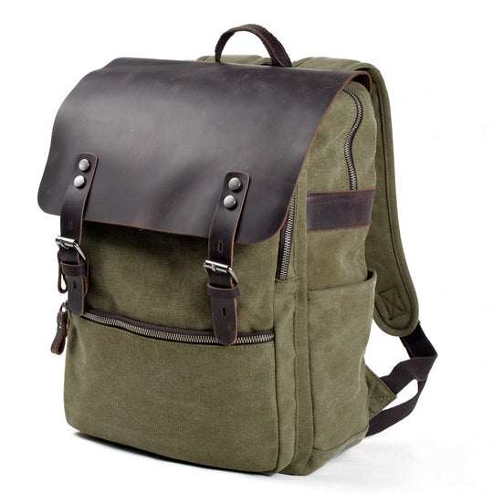 Sorelle | Vintage-Laptop-Rucksack aus gewachstem Canvas und Leder