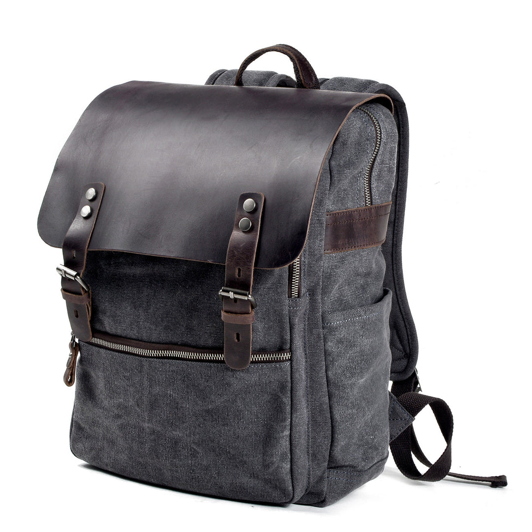 Sorelle | Vintage-Laptop-Rucksack aus gewachstem Canvas und Leder