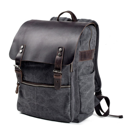 Sorelle | Vintage-Laptop-Rucksack aus gewachstem Canvas und Leder