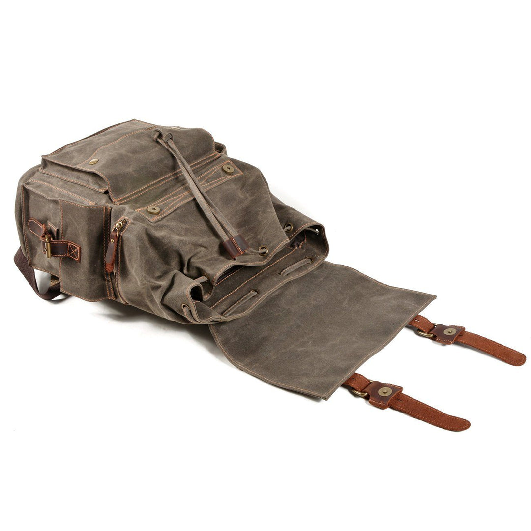 Kaelen | Vintage-Rucksack aus gewachstem Canvas & Leder