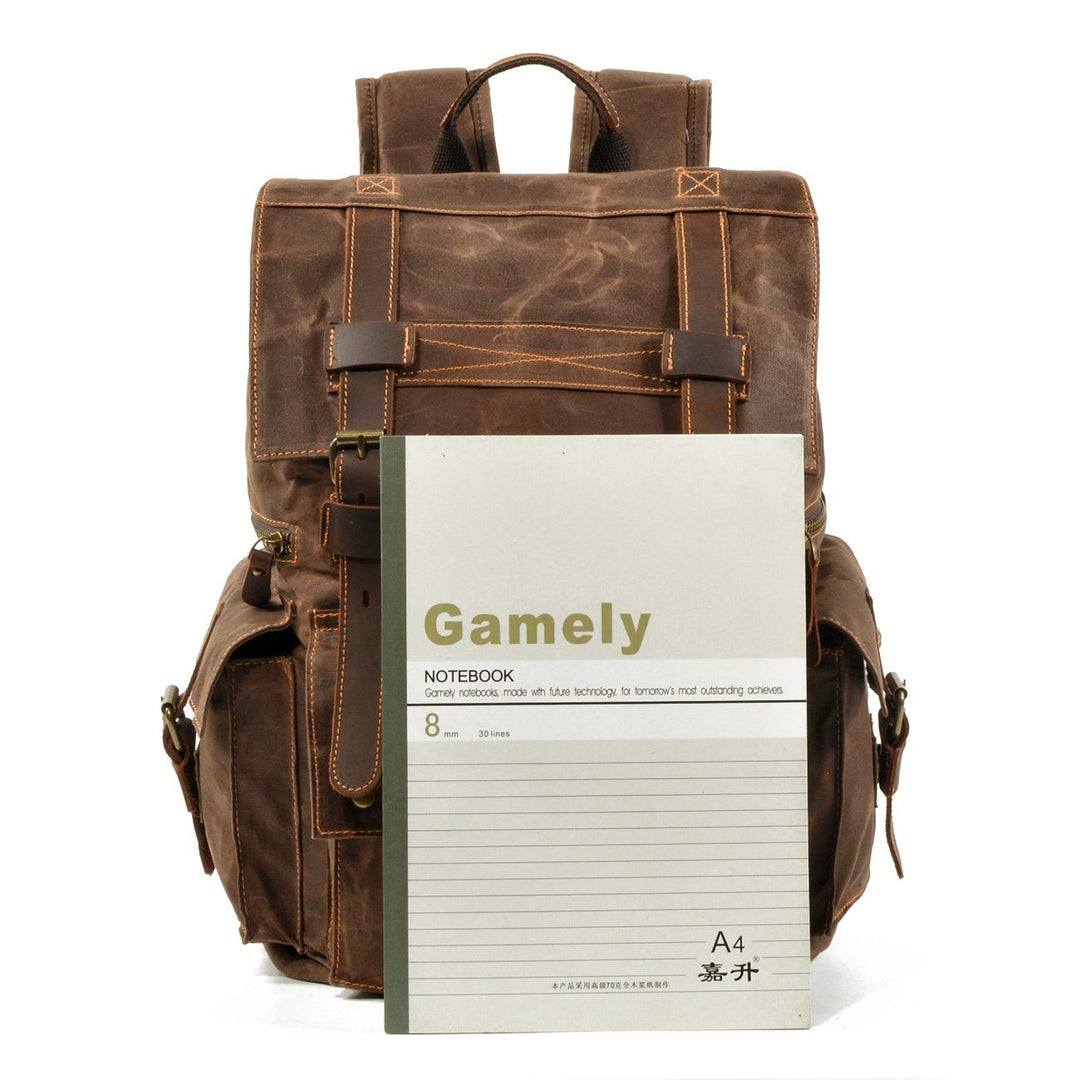 Kaelen | Vintage-Rucksack aus gewachstem Canvas & Leder