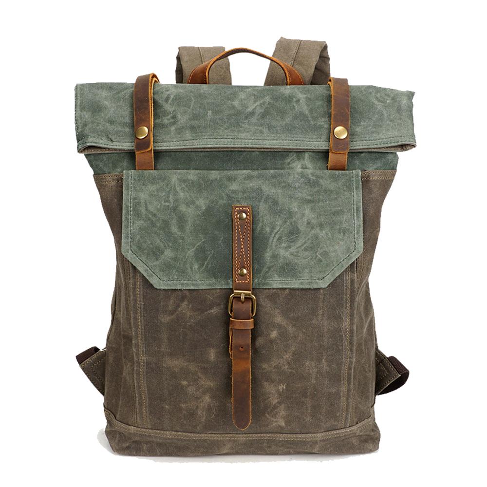 Arvik | Vintage Rolltop-Rucksack aus gewachstem Canvas