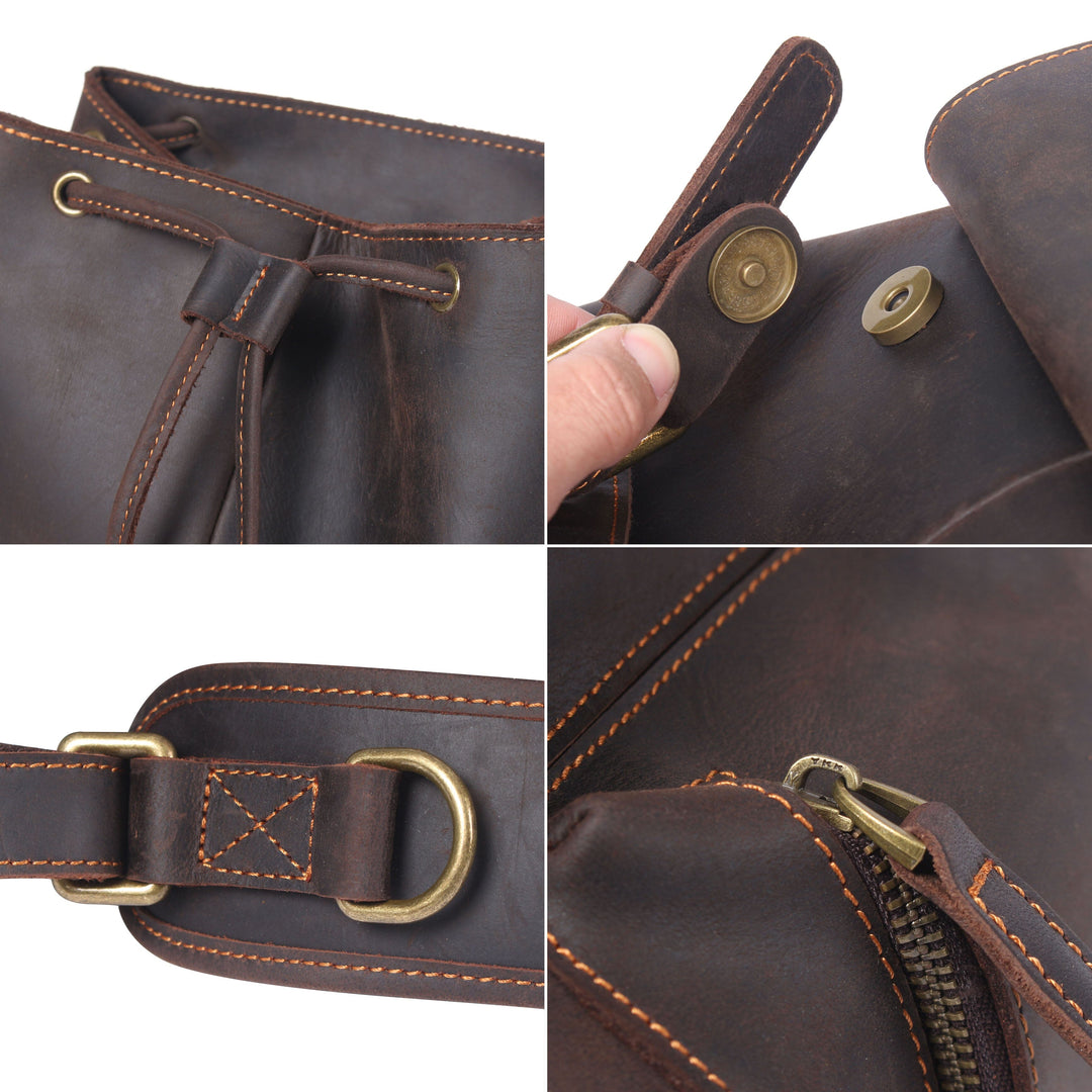 Lior | Vintage-Lederrucksack mit Kordelzug