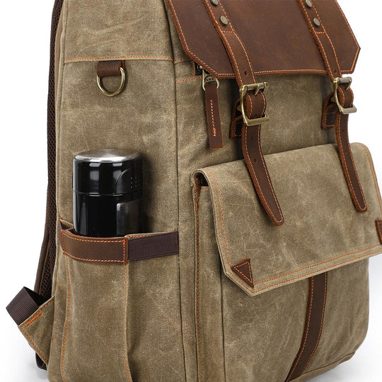 Thalen | Vintage-Rucksack aus gewachstem Canvas und Leder für Kameras