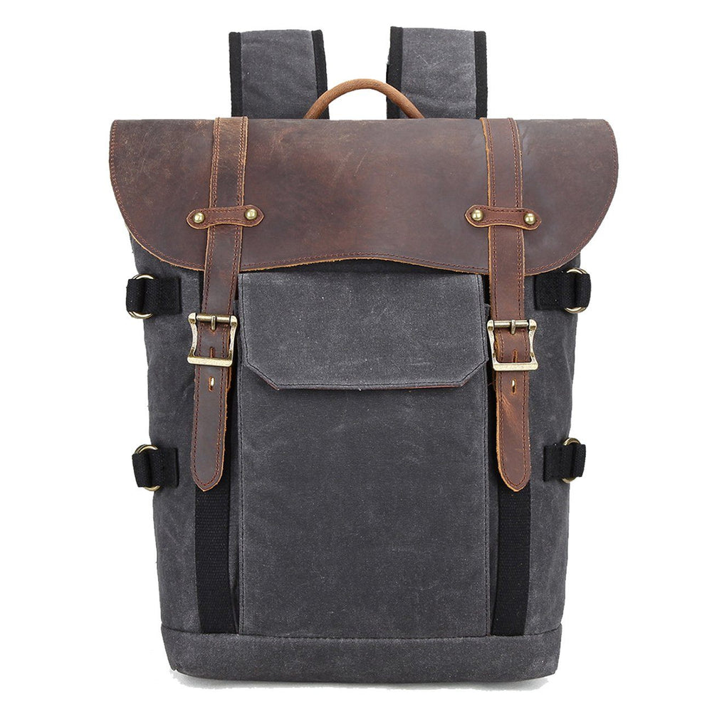 Caelen | Vintage-Kamerarucksack aus gewachstem Canvas und Leder