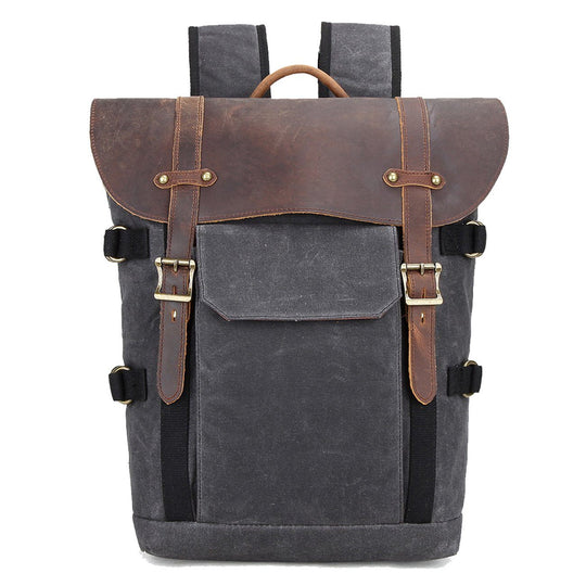 Caelen | Vintage-Kamerarucksack aus gewachstem Canvas und Leder