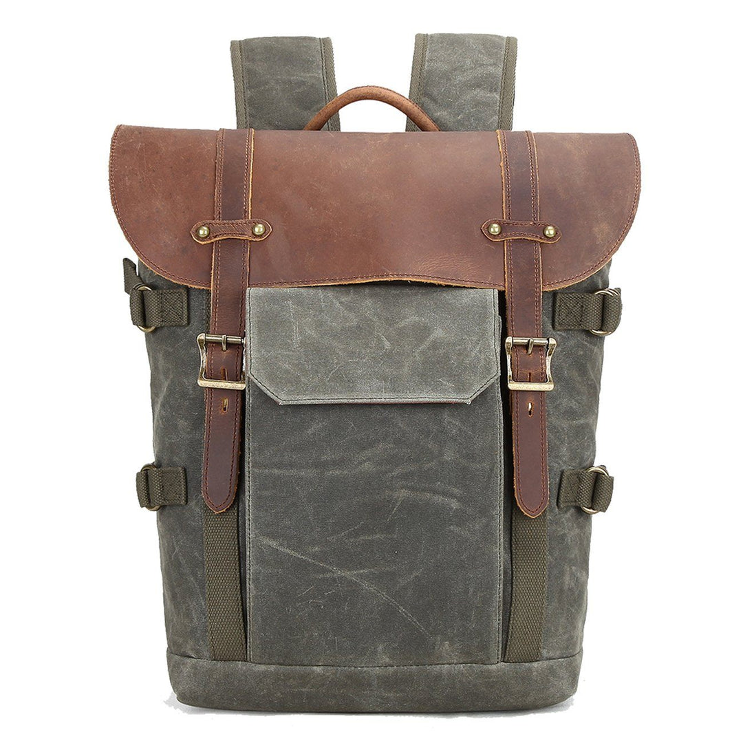 Caelen | Vintage-Kamerarucksack aus gewachstem Canvas und Leder