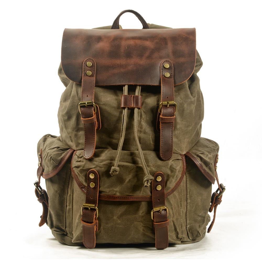 Ravn | Vintage-Rucksack aus gewachstem Canvas und Leder