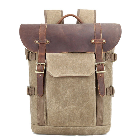 Caelen | Vintage-Kamerarucksack aus gewachstem Canvas und Leder