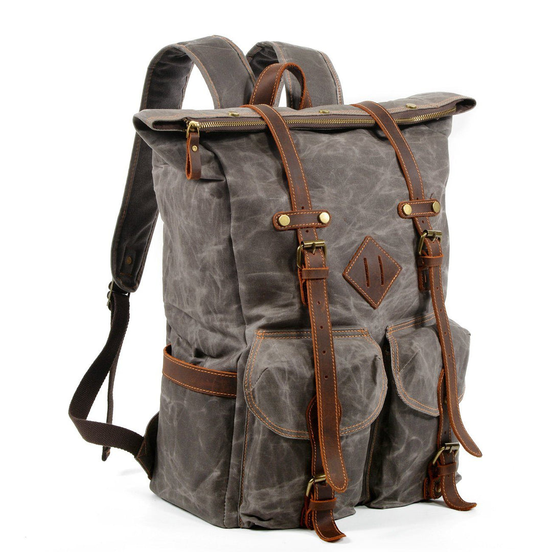 Elric | Vintage-Rucksack aus gewachstem Canvas und Leder