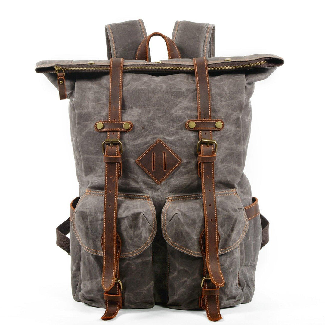 Elric | Vintage-Rucksack aus gewachstem Canvas und Leder