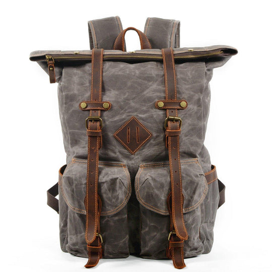 Elric | Vintage-Rucksack aus gewachstem Canvas und Leder