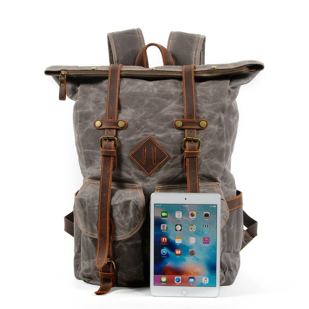 Elric | Vintage-Rucksack aus gewachstem Canvas und Leder