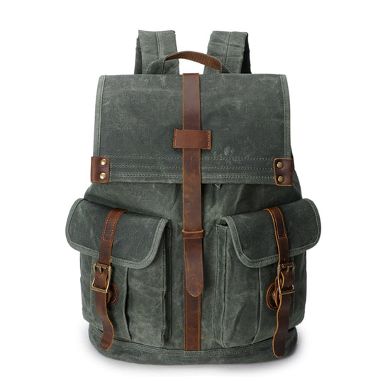 Edric | Vintage-Rucksack aus gewachstem Canvas und Leder