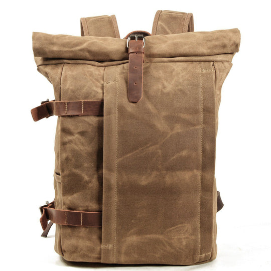 Vetra | Minimalistischer Rolltop-Rucksack aus gewachstem Canvas