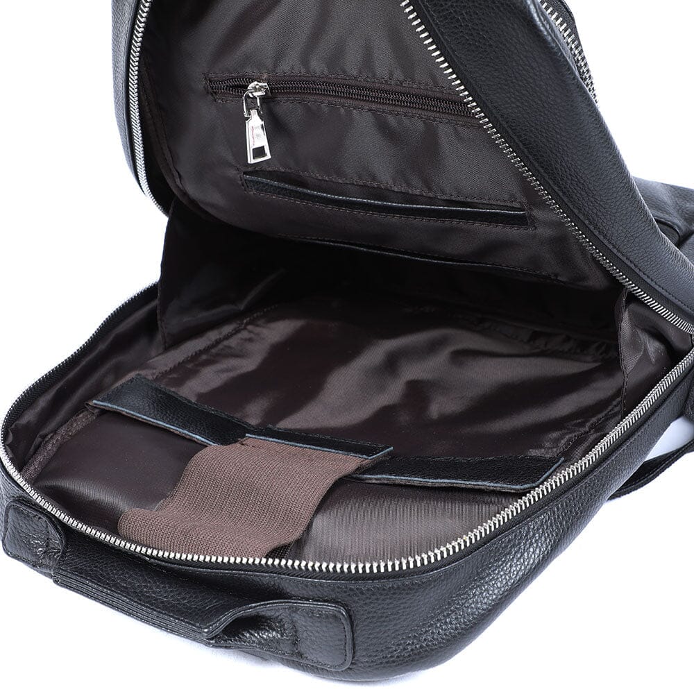 Niko | Schwarzer Leder-Laptop-Rucksack
