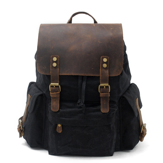 Arven | Vintage-Wanderrucksack aus gewachstem Canvas und Leder