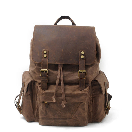 Arven | Vintage-Wanderrucksack aus gewachstem Canvas und Leder