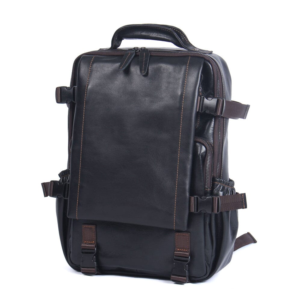 Theo | Schwarzer Laptop-Rucksack aus Leder