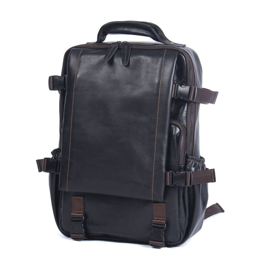 Theo | Schwarzer Laptop-Rucksack aus Leder