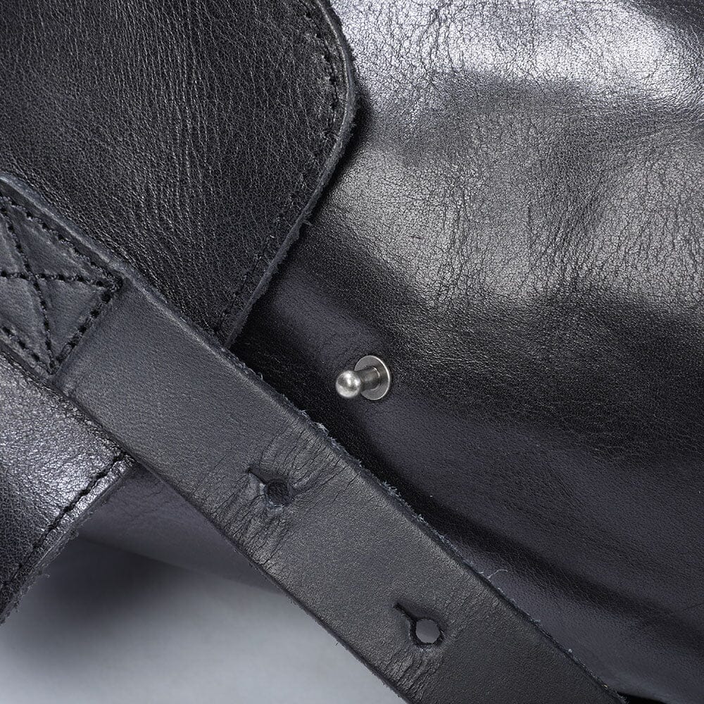 Cael | Schwarzer Lederrucksack mit Kordelzug