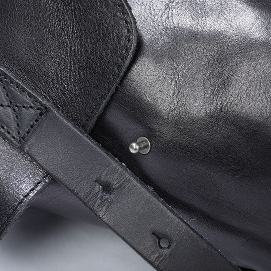 Cael | Schwarzer Lederrucksack mit Kordelzug