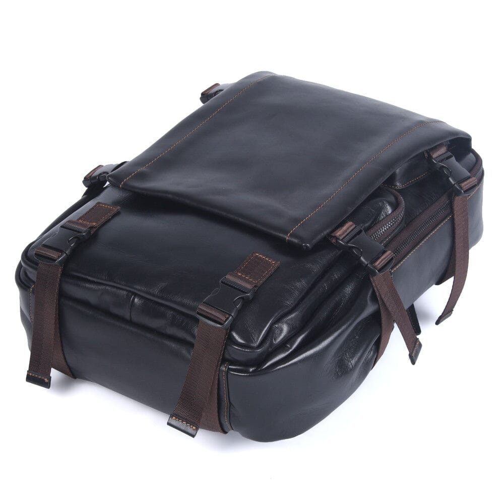 Theo | Schwarzer Laptop-Rucksack aus Leder
