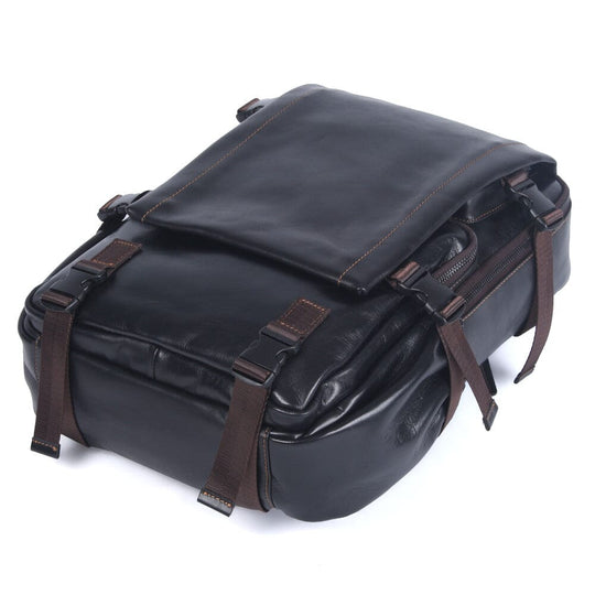 Theo | Schwarzer Laptop-Rucksack aus Leder