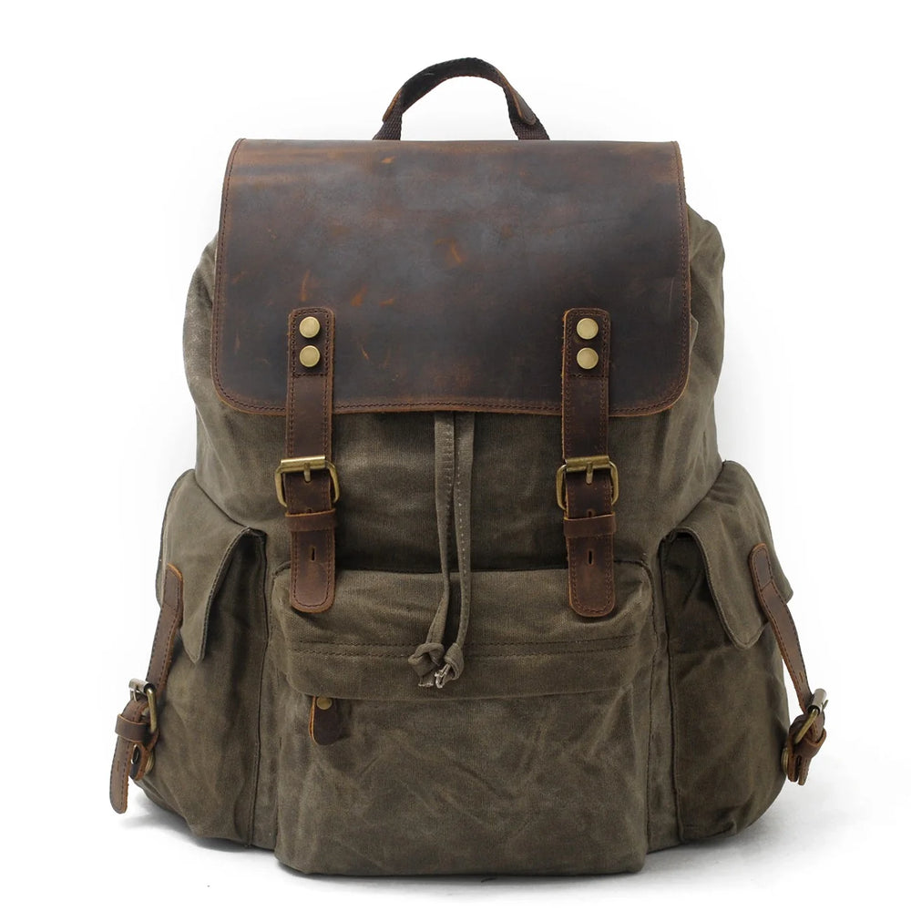 Arven | Vintage-Wanderrucksack aus gewachstem Canvas und Leder