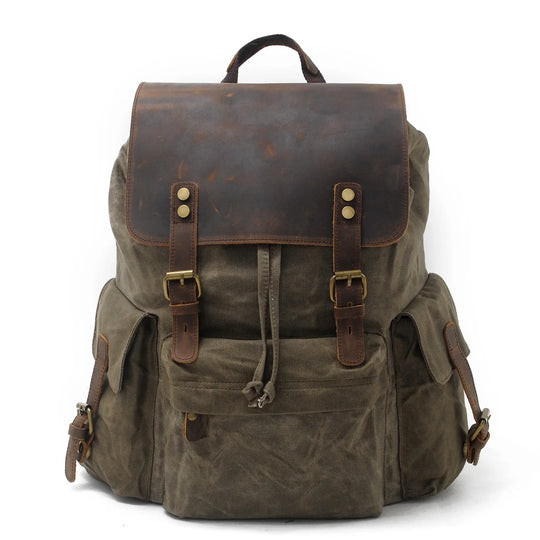 Arven | Vintage-Wanderrucksack aus gewachstem Canvas und Leder