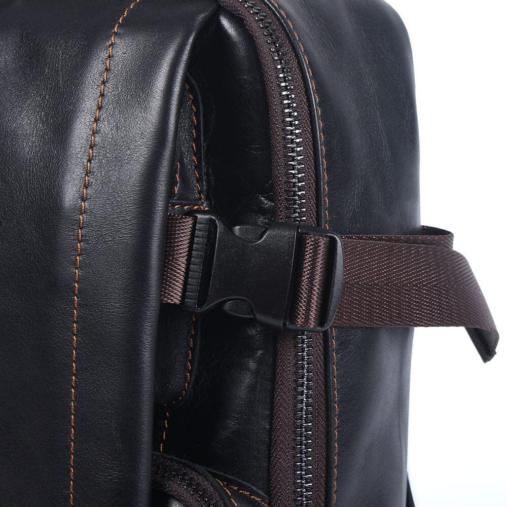 Theo | Schwarzer Laptop-Rucksack aus Leder