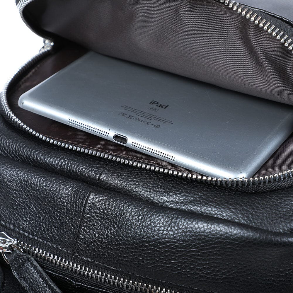 Niko | Schwarzer Leder-Laptop-Rucksack
