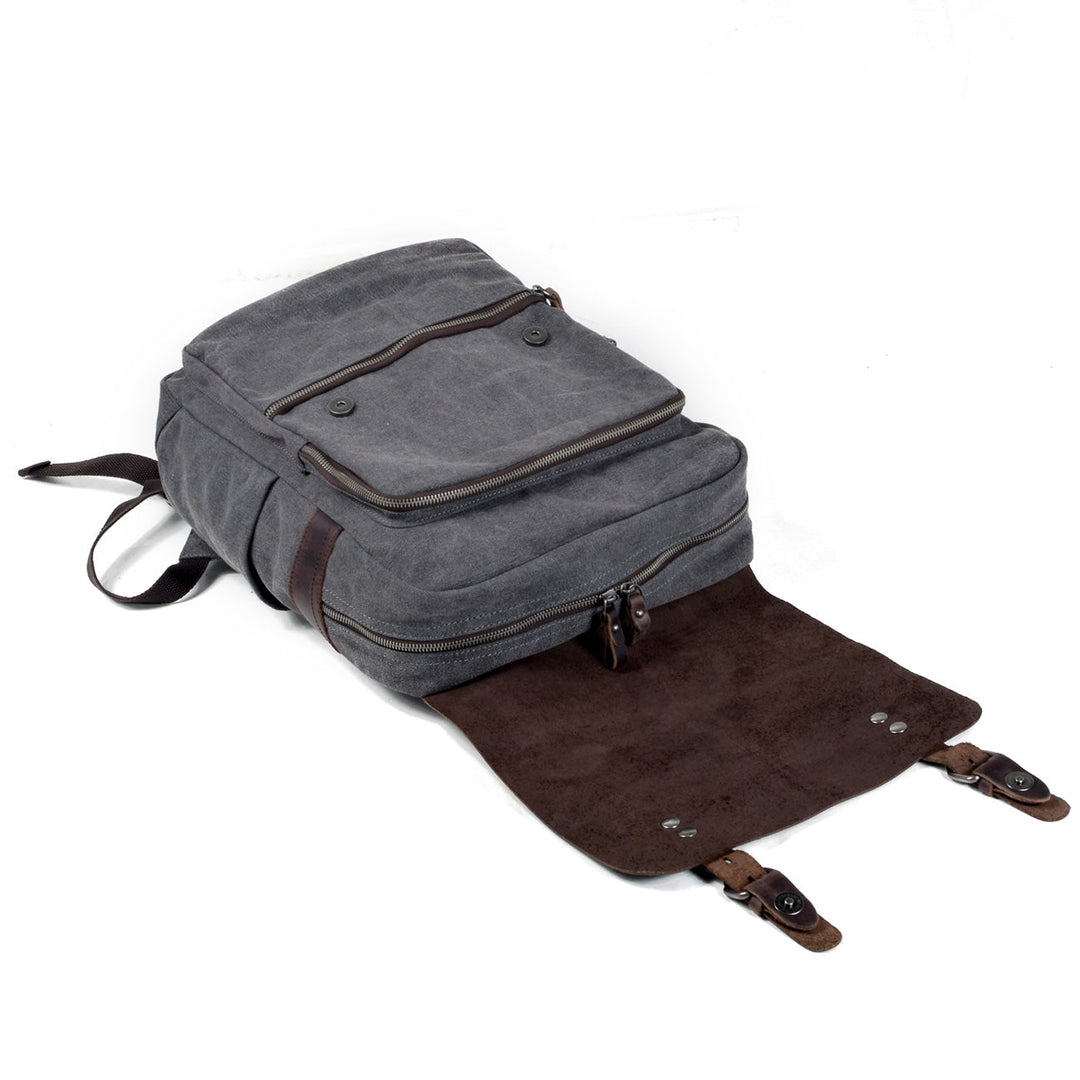 Sorelle | Vintage-Laptop-Rucksack aus gewachstem Canvas und Leder