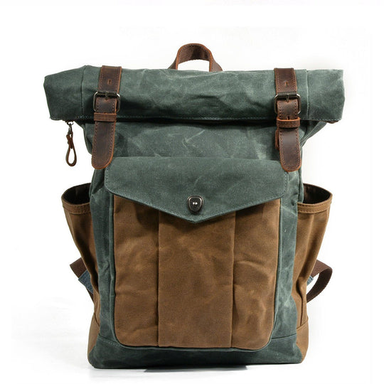 Eira | Vintage-Rucksack aus gewachstem Canvas mit Rollverschluss